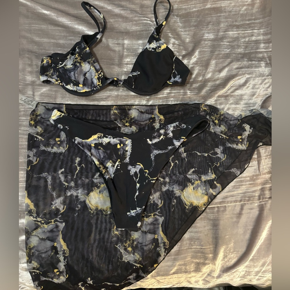 Black marbled Bikini